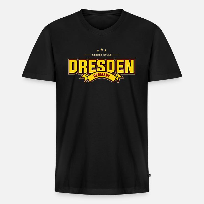 Dresden - Männer Premium Bio T-Shirt mit V-Ausschnitt - Schwarz