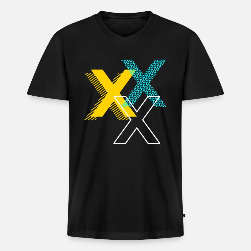 X Buchstabe - Männer Premium Bio T-Shirt mit V-Ausschnitt - Schwarz