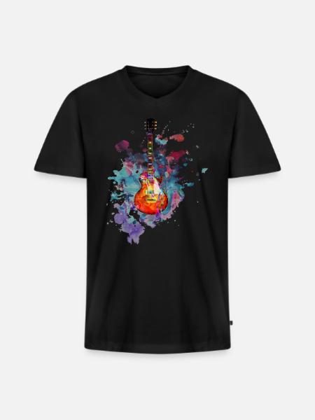 Les Paul Guitar Splash - Men's Premium Organic T-shirt with V-neck - black