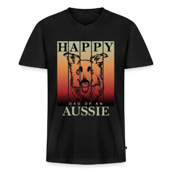 Australien Shepherd Aussie Dad - Männer Premium Bio T-Shirt mit V-Ausschnitt - Schwarz - Vorne - Nico (187cm)