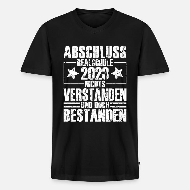 Abschluss Realschule 2023 - Männer Premium Bio T-Shirt mit V-Ausschnitt - Schwarz
