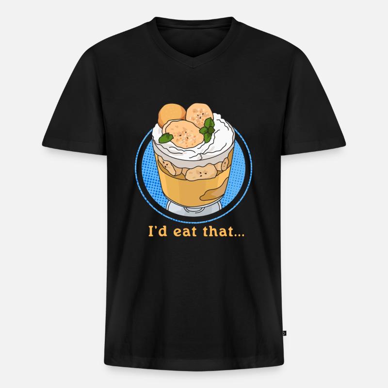 Bananen Pudding Bananenpudding Geschenk - Männer Premium Bio T-Shirt mit V-Ausschnitt - Schwarz