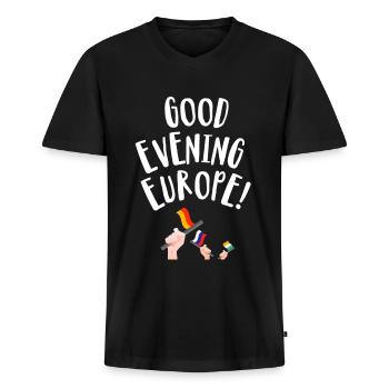 Guten Abend Europa - Männer Premium Bio T-Shirt mit V-Ausschnitt - Schwarz - Vorne - Nico (187cm)