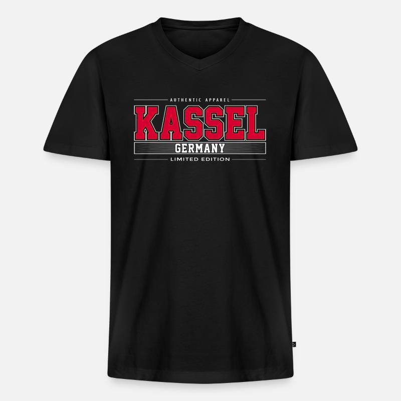 Kassel - Männer Premium Bio T-Shirt mit V-Ausschnitt - Schwarz