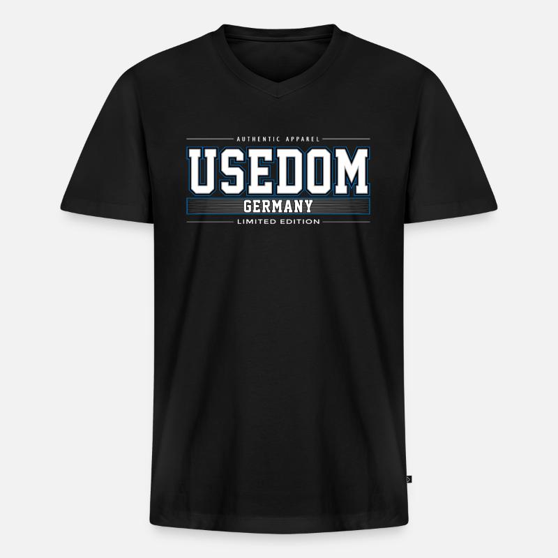 Usedom - Männer Premium Bio T-Shirt mit V-Ausschnitt - Schwarz
