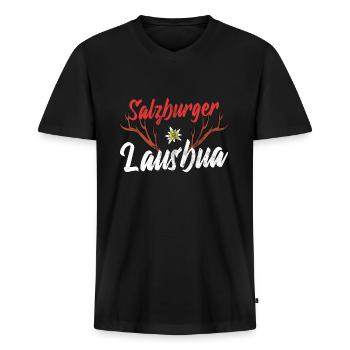 Salzburger Motiv Lausbub Männer Geschenk Salzburg - Männer Premium Bio T-Shirt mit V-Ausschnitt - Schwarz - Vorne - Nico (187cm)