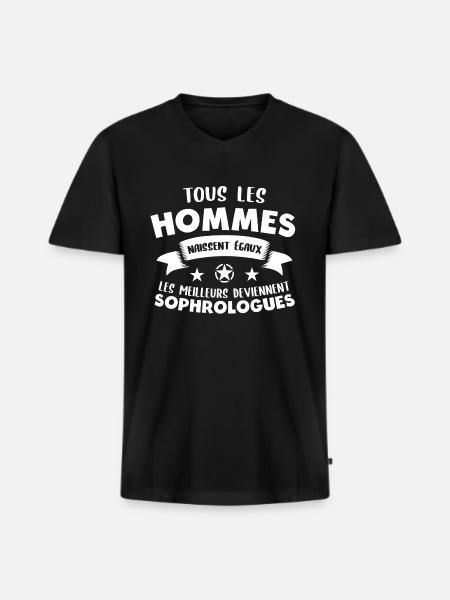 Sophrologue cadeau drôle sophrologie - T-shirt encolure en V Premium bio Homme - noir