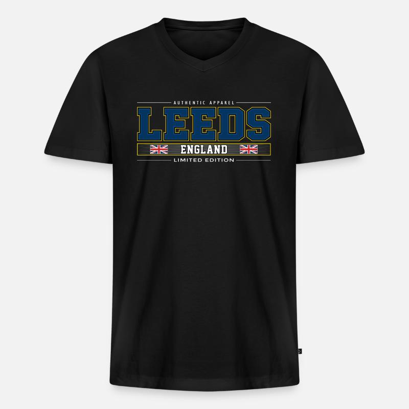 Leeds - Männer Premium Bio T-Shirt mit V-Ausschnitt - Schwarz