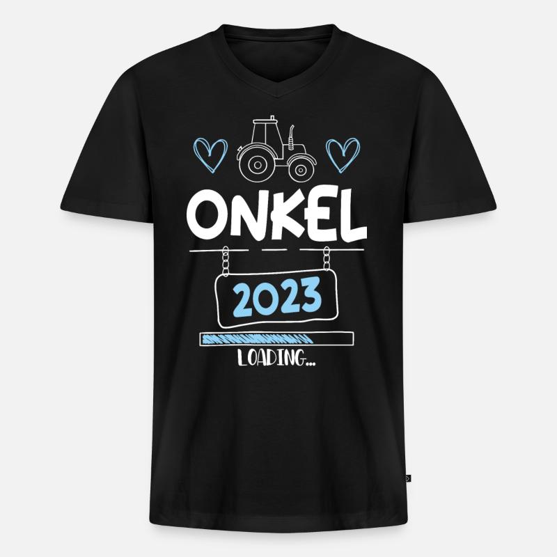 Onkel 2023 Loading - Männer Premium Bio T-Shirt mit V-Ausschnitt - Schwarz