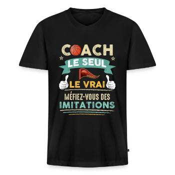 Coach Le Seul Le Vrai Cadeau Homme Basket-Ball - T-shirt encolure en V Premium bio Homme - noir - Devant - Nico (187cm)