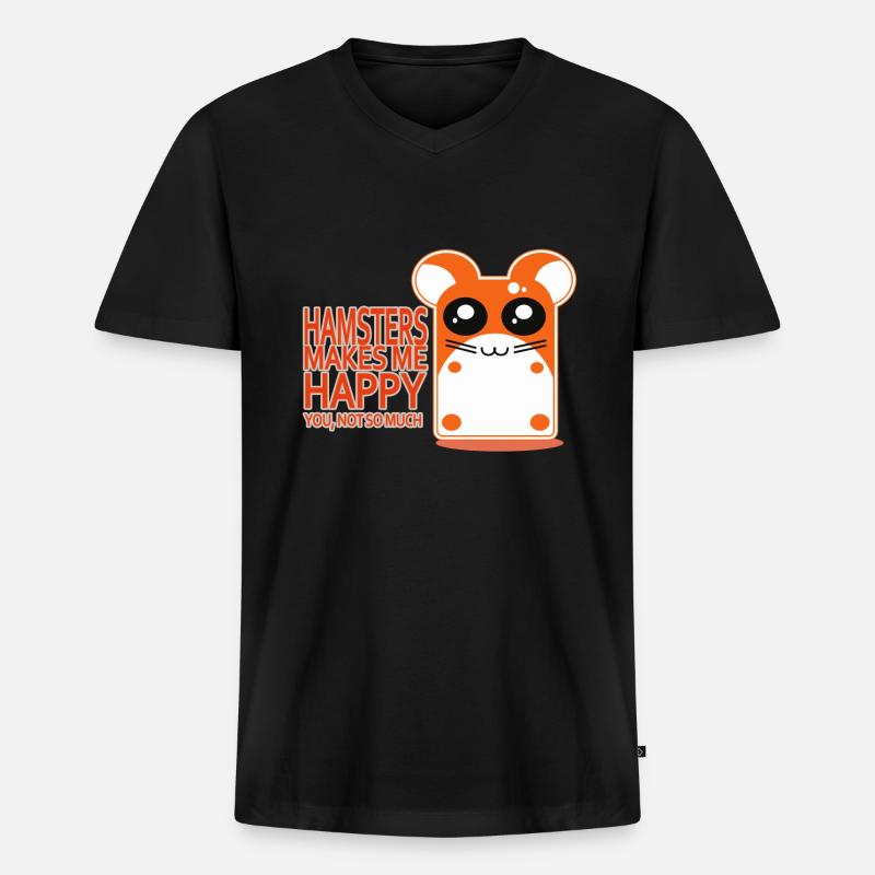 Hamster - Männer Premium Bio T-Shirt mit V-Ausschnitt - Schwarz