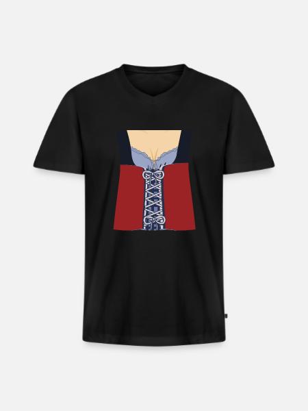 Dirndl Tracht - Männer Premium Bio T-Shirt mit V-Ausschnitt - Schwarz