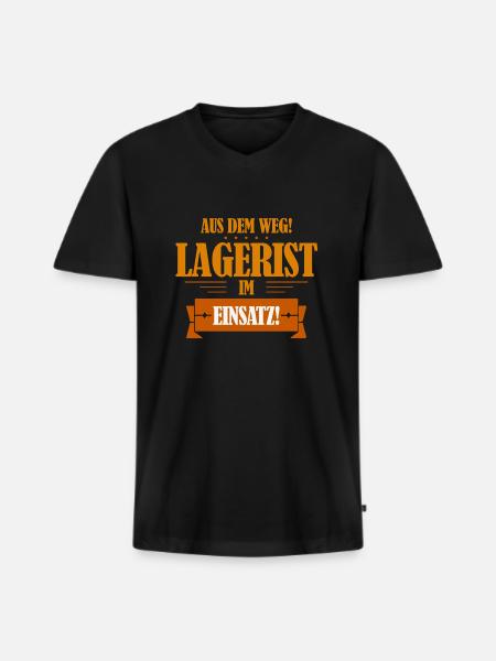 Lagerist - Männer Premium Bio T-Shirt mit V-Ausschnitt - Schwarz
