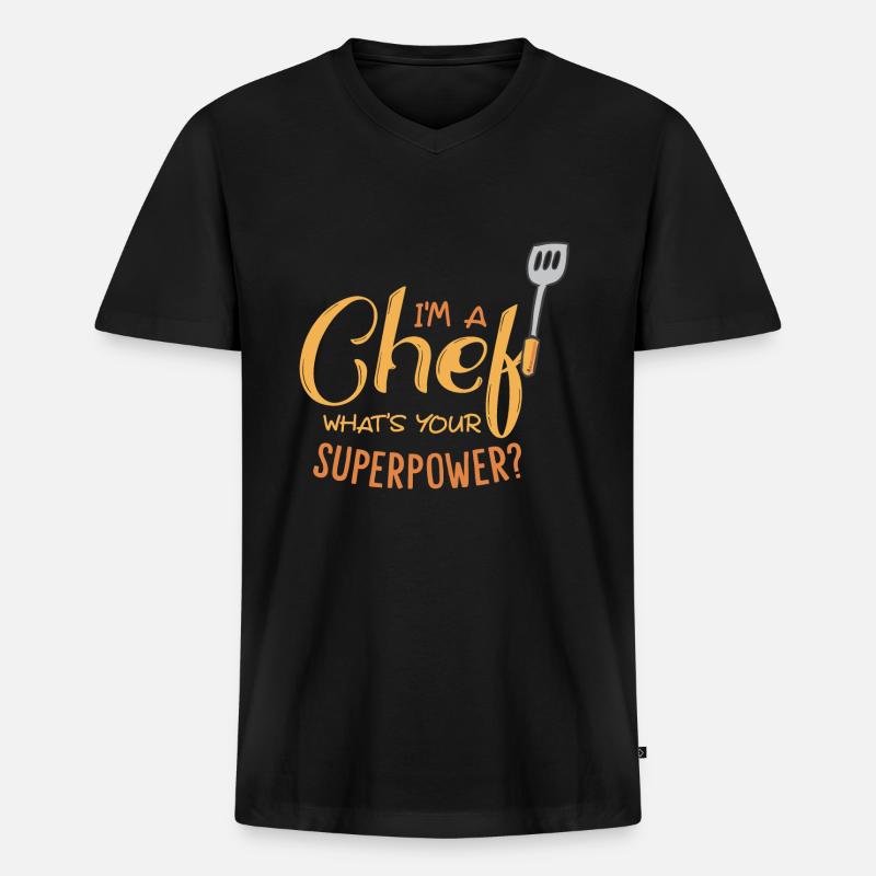Chef Koch - Männer Premium Bio T-Shirt mit V-Ausschnitt - Schwarz
