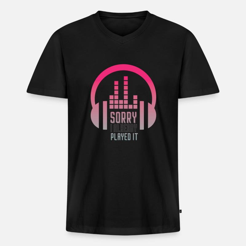 DJ - Männer Premium Bio T-Shirt mit V-Ausschnitt - Schwarz