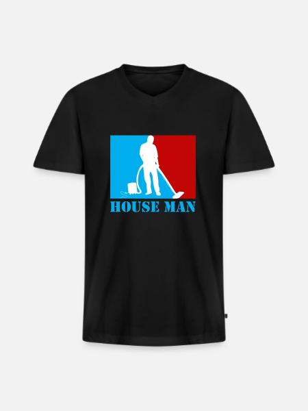 Hausmann - Männer Premium Bio T-Shirt mit V-Ausschnitt - Schwarz