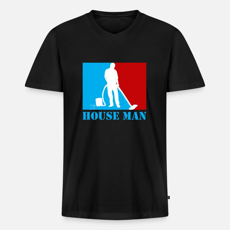Hausmann - Männer Premium Bio T-Shirt mit V-Ausschnitt - Schwarz