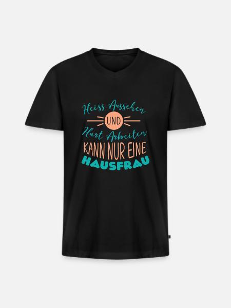 Hausfrau - Männer Premium Bio T-Shirt mit V-Ausschnitt - Schwarz