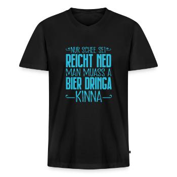 Bayrischer Spruch - Männer Premium Bio T-Shirt mit V-Ausschnitt - Schwarz - Vorne - Nico (187cm)