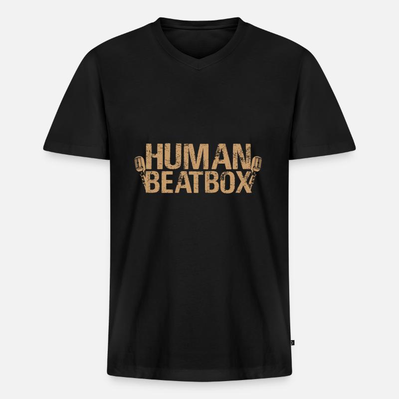 Beatbox - Männer Premium Bio T-Shirt mit V-Ausschnitt - Schwarz