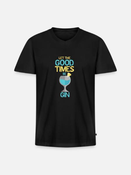 Gin - Männer Premium Bio T-Shirt mit V-Ausschnitt - Schwarz