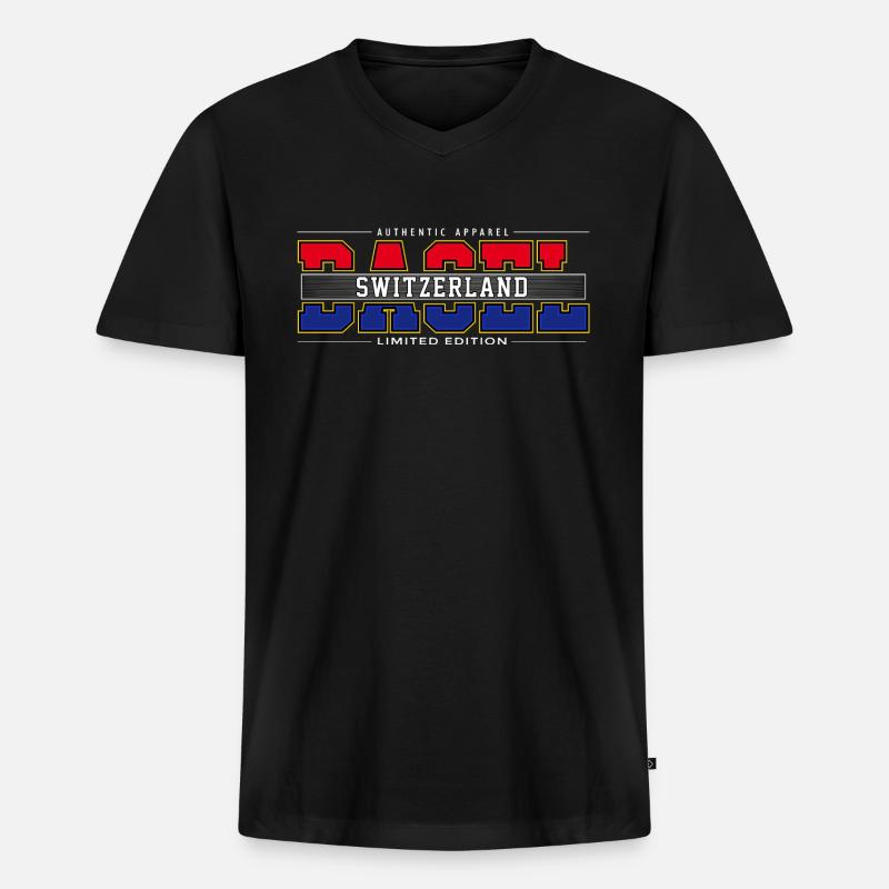 BASEL - Männer Premium Bio T-Shirt mit V-Ausschnitt - Schwarz