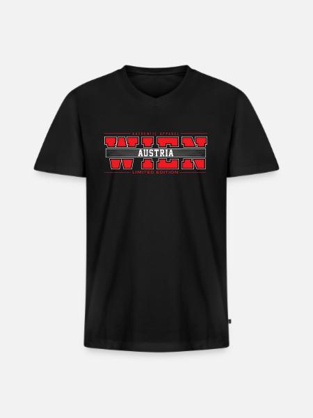 Wien - Männer Premium Bio T-Shirt mit V-Ausschnitt - Schwarz