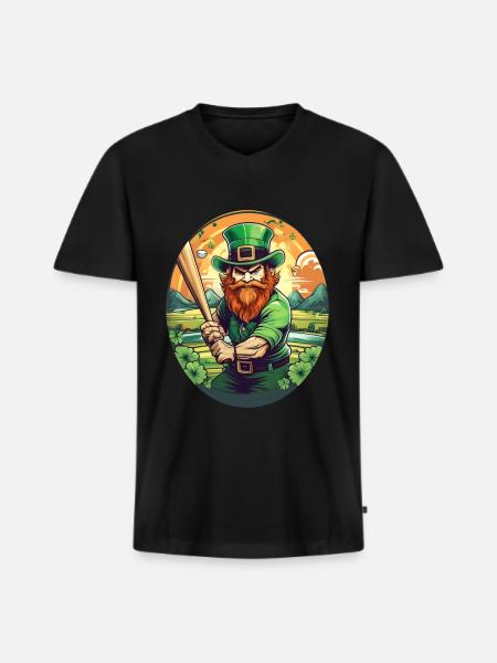 St. Patrick's Day Shamrock Baseball - Men's Premium Organic T-shirt with V-neck - black