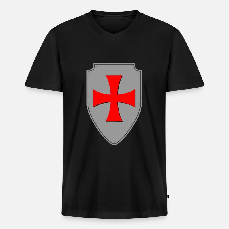 Templer Schild Gemeinschaft Templer - Männer Premium Bio T-Shirt mit V-Ausschnitt - Schwarz
