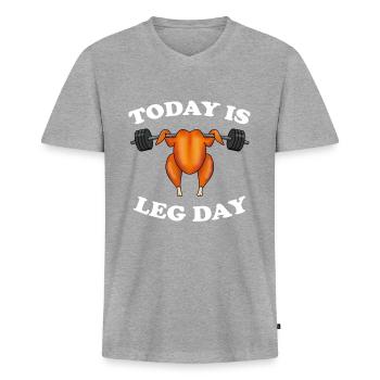 Chicken chicken chicken poultry farmer gift - Men's Premium Organic T-shirt with V-neck - heather grey - Front
