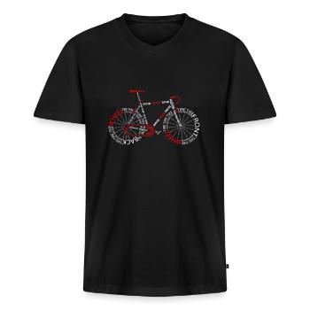 Vélo de route vélo d'anatomie vélo de course - T-shirt encolure en V Premium bio Homme - noir - Devant - Nico (187cm)