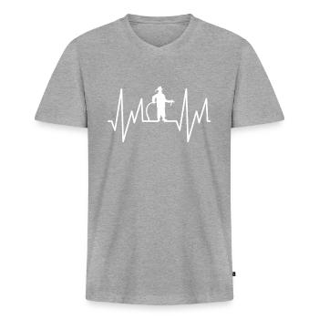 Feuerwehr Evolution Feuerwehrmann Feuer Geschenk - Männer Premium Bio T-Shirt mit V-Ausschnitt - Grau meliert - Vorne