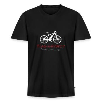 Ebike Radfahrer E-Bike Fahrrad - Plag-In-Hybrid - Männer Premium Bio T-Shirt mit V-Ausschnitt - Schwarz - Vorne - Nico (187cm)