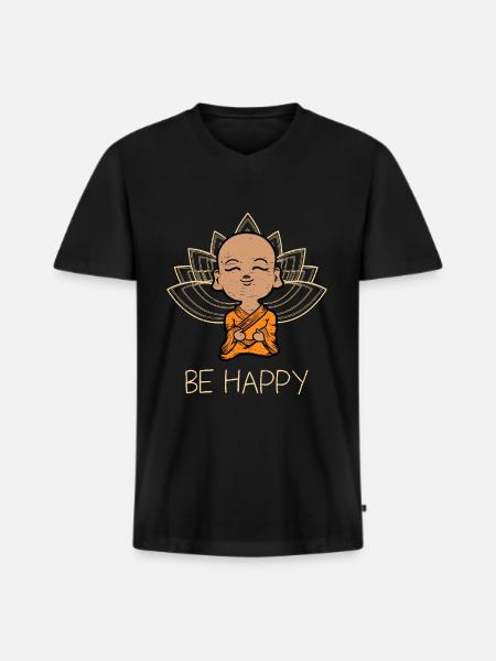 Mandala Happiness - Men's Premium Organic T-shirt with V-neck - black