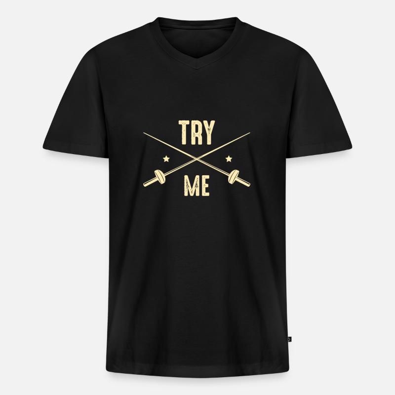 Try Me Fechten Fechter - Männer Premium Bio T-Shirt mit V-Ausschnitt - Schwarz