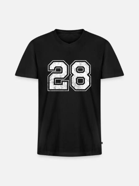 Numéro 28 - T-shirt encolure en V Premium bio Homme - noir