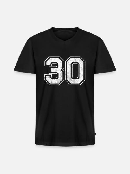 Numéro 30 - T-shirt encolure en V Premium bio Homme - noir