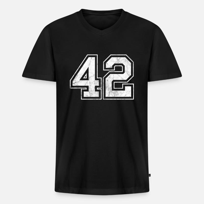 Anzahl 42 - Männer Premium Bio T-Shirt mit V-Ausschnitt - Schwarz