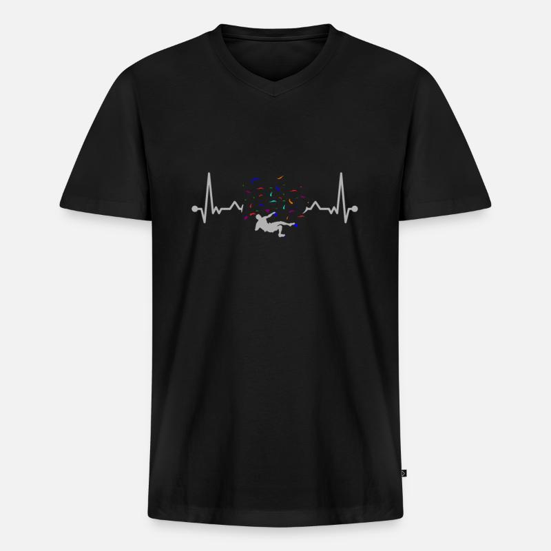 Bouldern Boulderer Herzschlag - Männer Premium Bio T-Shirt mit V-Ausschnitt - Schwarz