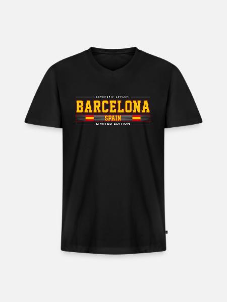 Barcelona - Men's Premium Organic T-shirt with V-neck - black