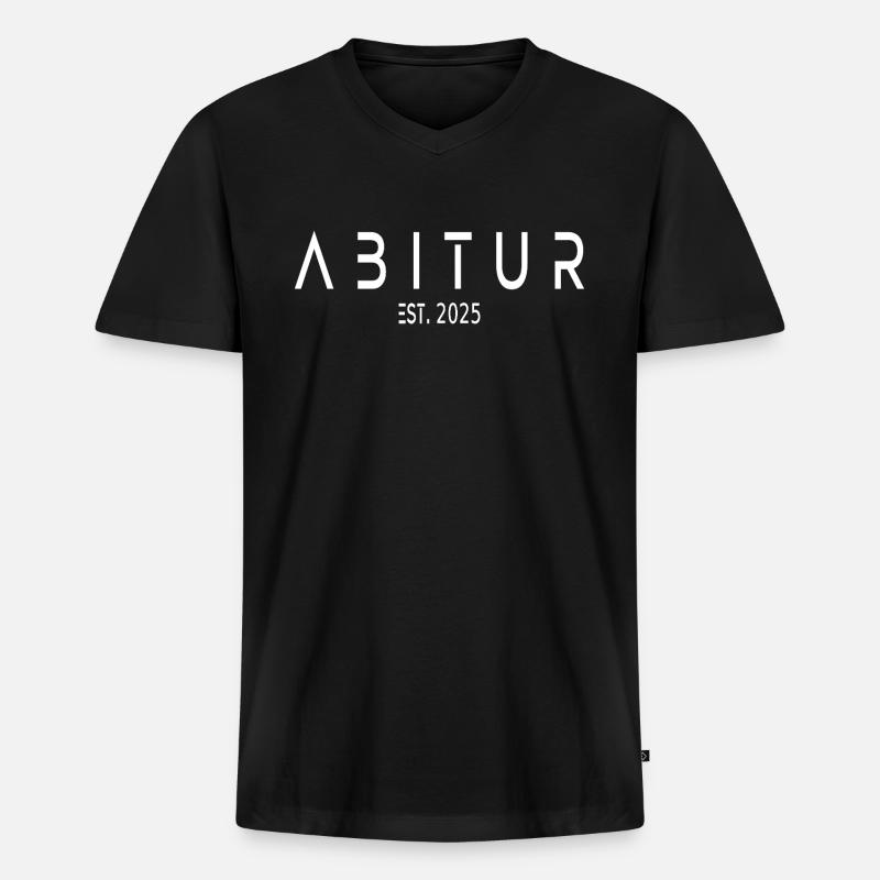 Abitur Est. 2025 - Männer Premium Bio T-Shirt mit V-Ausschnitt - Schwarz
