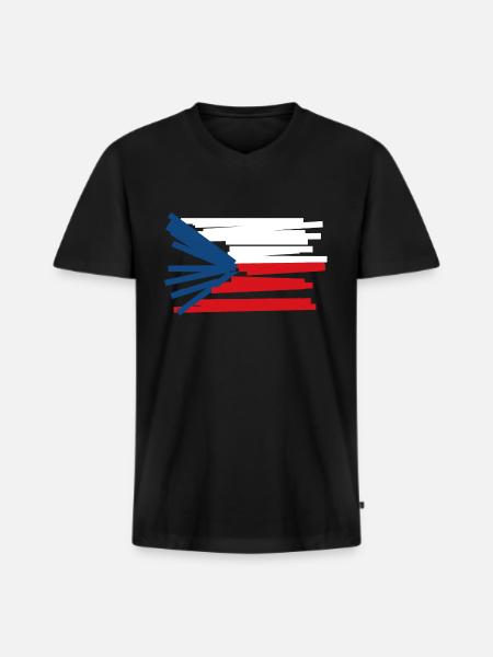 Czech Republic Flag - Modern Art - Men's Premium Organic T-shirt with V-neck - black