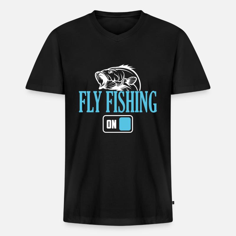 Fischer-Fliegenfischen-Modus Ein - Männer Premium Bio T-Shirt mit V-Ausschnitt - Schwarz