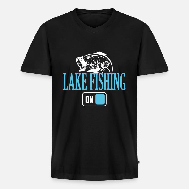 Fisherman Lake Angelmodus Ein - Männer Premium Bio T-Shirt mit V-Ausschnitt - Schwarz