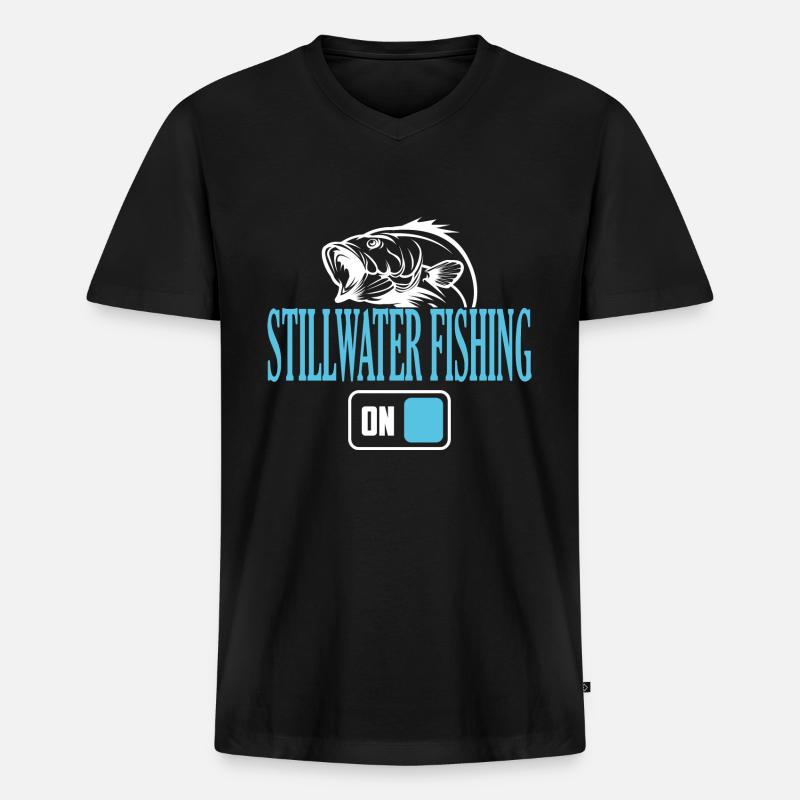 Fisherman Stillwater Angelmodus Ein - Männer Premium Bio T-Shirt mit V-Ausschnitt - Schwarz