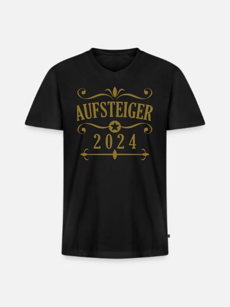 Aufsteiger 2024 Aufstiegstrikot 24 - Männer Premium Bio T-Shirt mit V-Ausschnitt - Schwarz