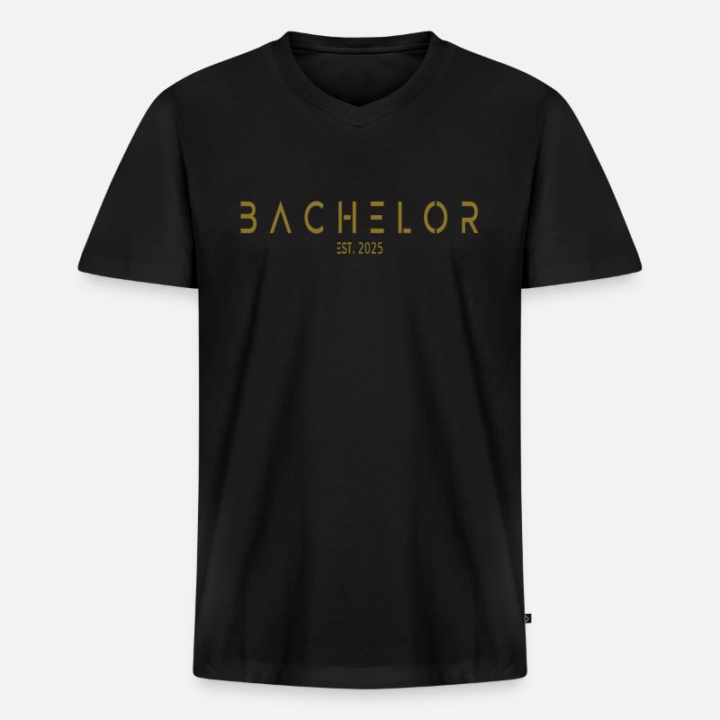 Bachelor est. 2025 - Männer Premium Bio T-Shirt mit V-Ausschnitt - Schwarz