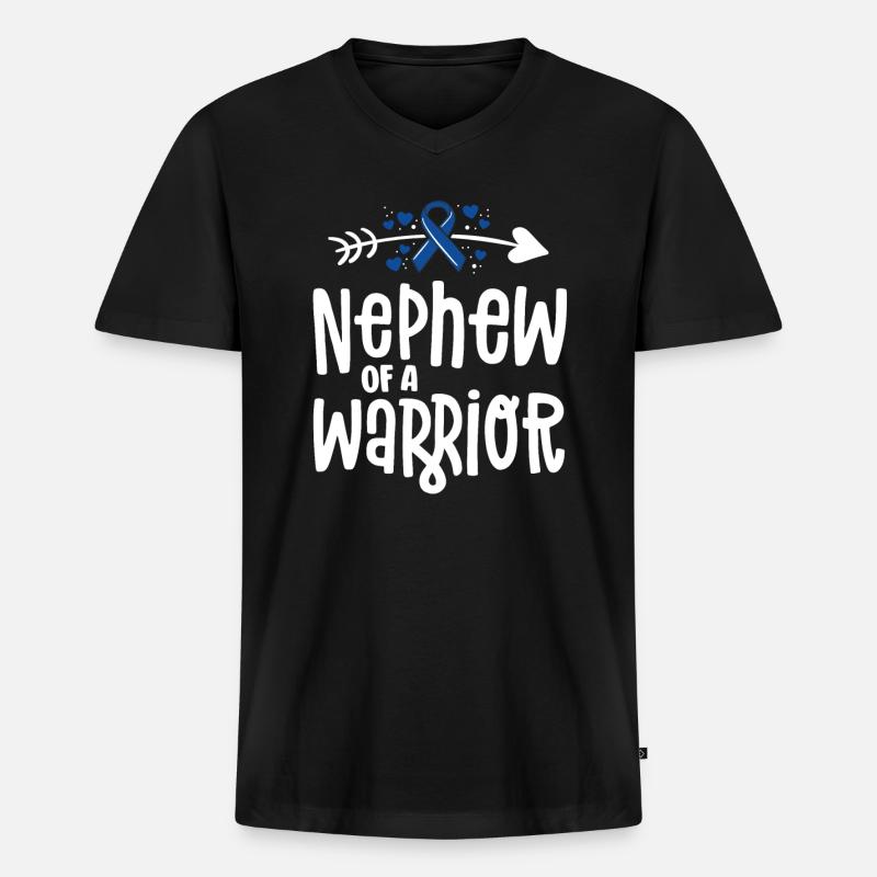 Neffe eines Krieger-Support-Teams Darmkrebs - Männer Premium Bio T-Shirt mit V-Ausschnitt - Schwarz