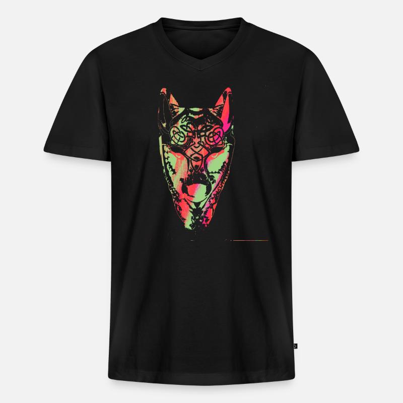 Wolf, Wikinger, germanen, asgard, midgard,valhalla - Männer Premium Bio T-Shirt mit V-Ausschnitt - Schwarz