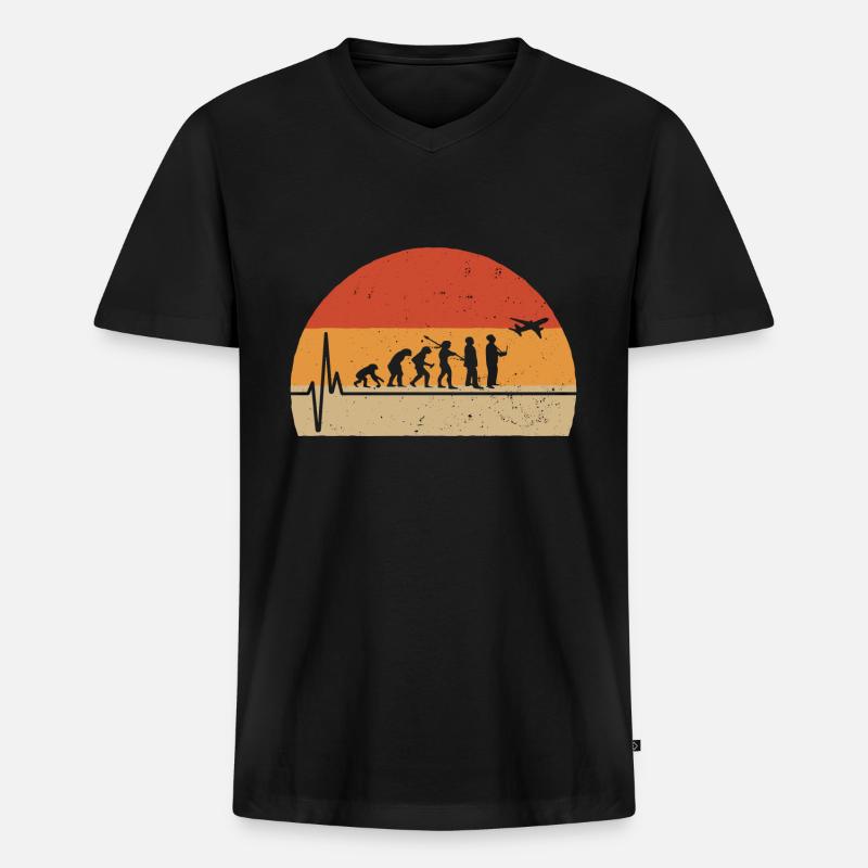 Model Flieger Flugzeug Evolution Modellflugzeug - Männer Premium Bio T-Shirt mit V-Ausschnitt - Schwarz